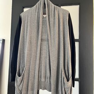 Wilfred grey cardigan with black sleeves